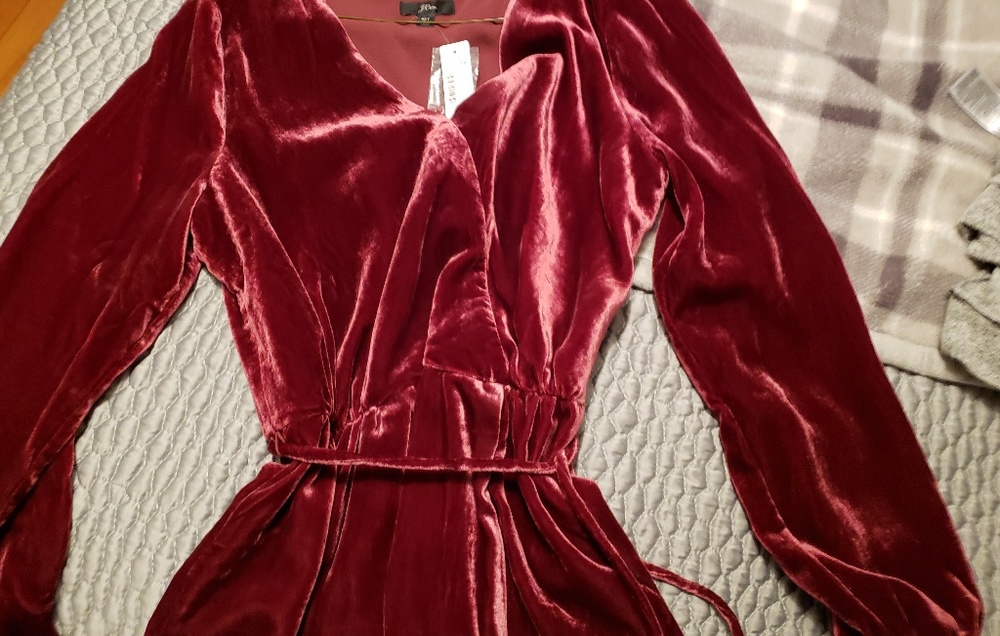 J Crew faux-wrap top in velvet